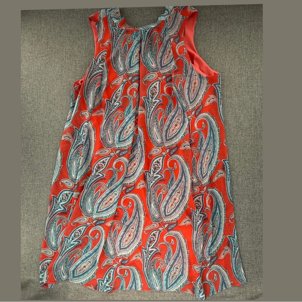 Signature By Robbie Bee Tent/Shift Dress 18W Sleeveless Round Neck Lined Paisley